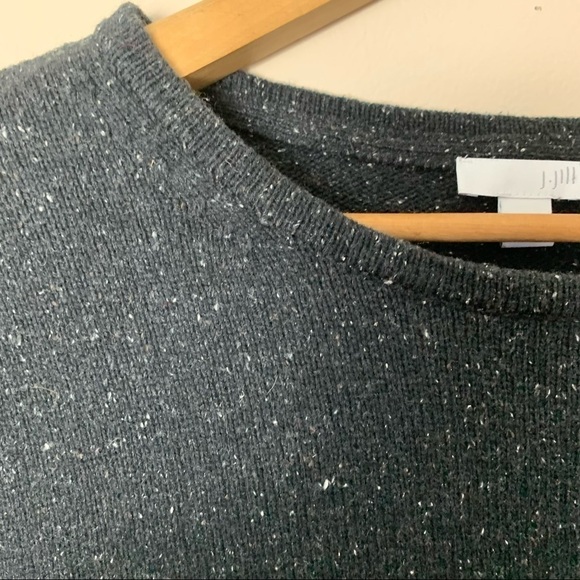 [J.Jill] Dark Gray/Black Speckled Print Long Sleeve Tie Detail Sweater - Picture 4 of 8